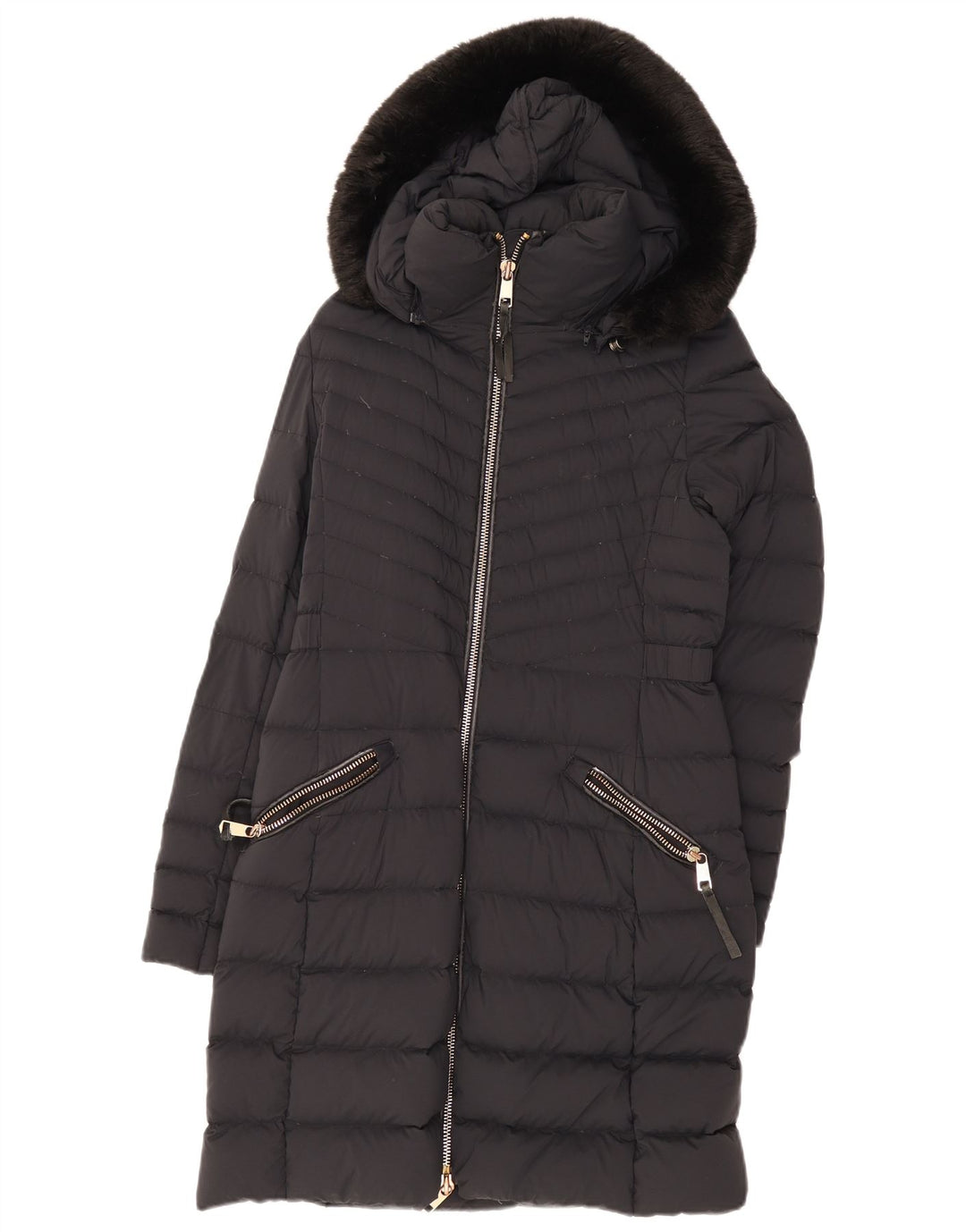 Женское стеганое пальто с капюшоном Tommy Hilfiger UK 12, средний черный, полиамид