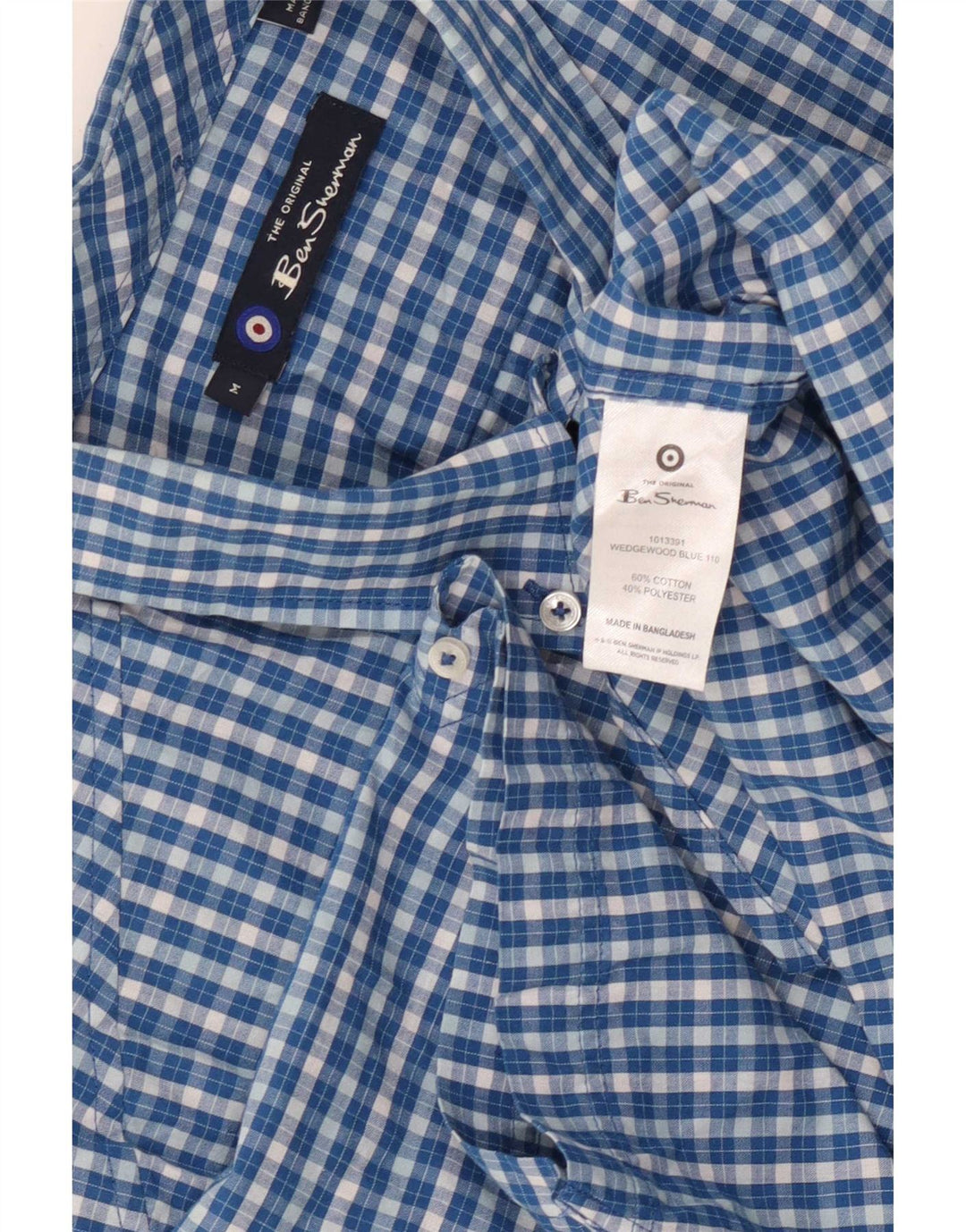 Мужская рубашка с коротким рукавом Ben Sherman, хлопковая синяя клетка среднего размера