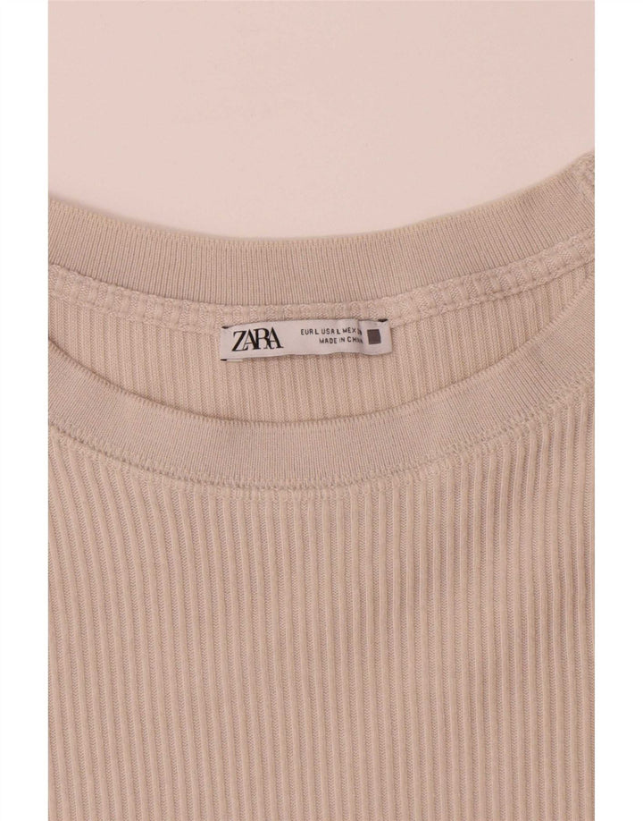 Мужской топ Zara с длинным рукавом, большой, бежевый, полиэстер