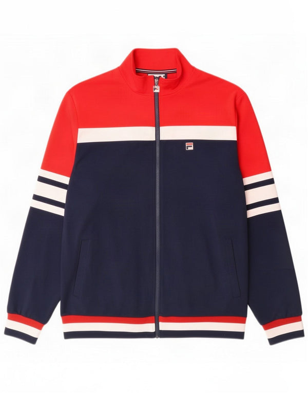 Fila Mens White Line Tracksuit Top Jacket 4XL Navy Blue Colourblock