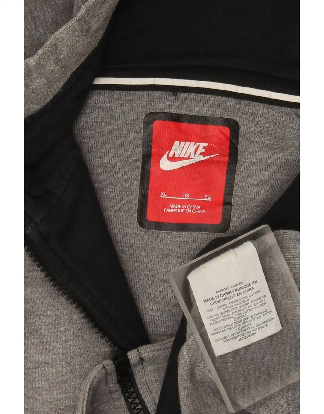 Мужской свитер с капюшоном на молнии Nike XL, серый хлопок
