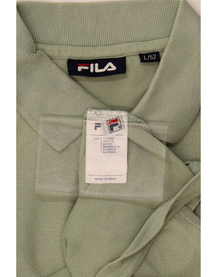 FILA Mens Long Sleeve Polo Shirt IT 52 Large Green Vintage Fila and Second-Hand Fila from Messina Hembry 