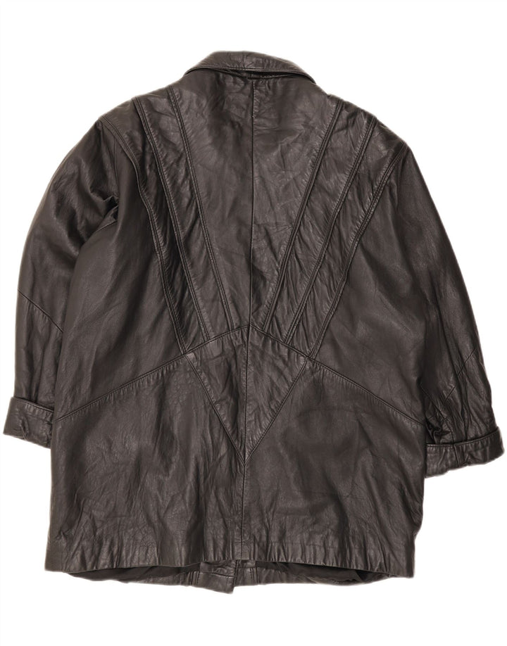 Винтажная женская кожаная куртка IT 48 XL Черная кожа
