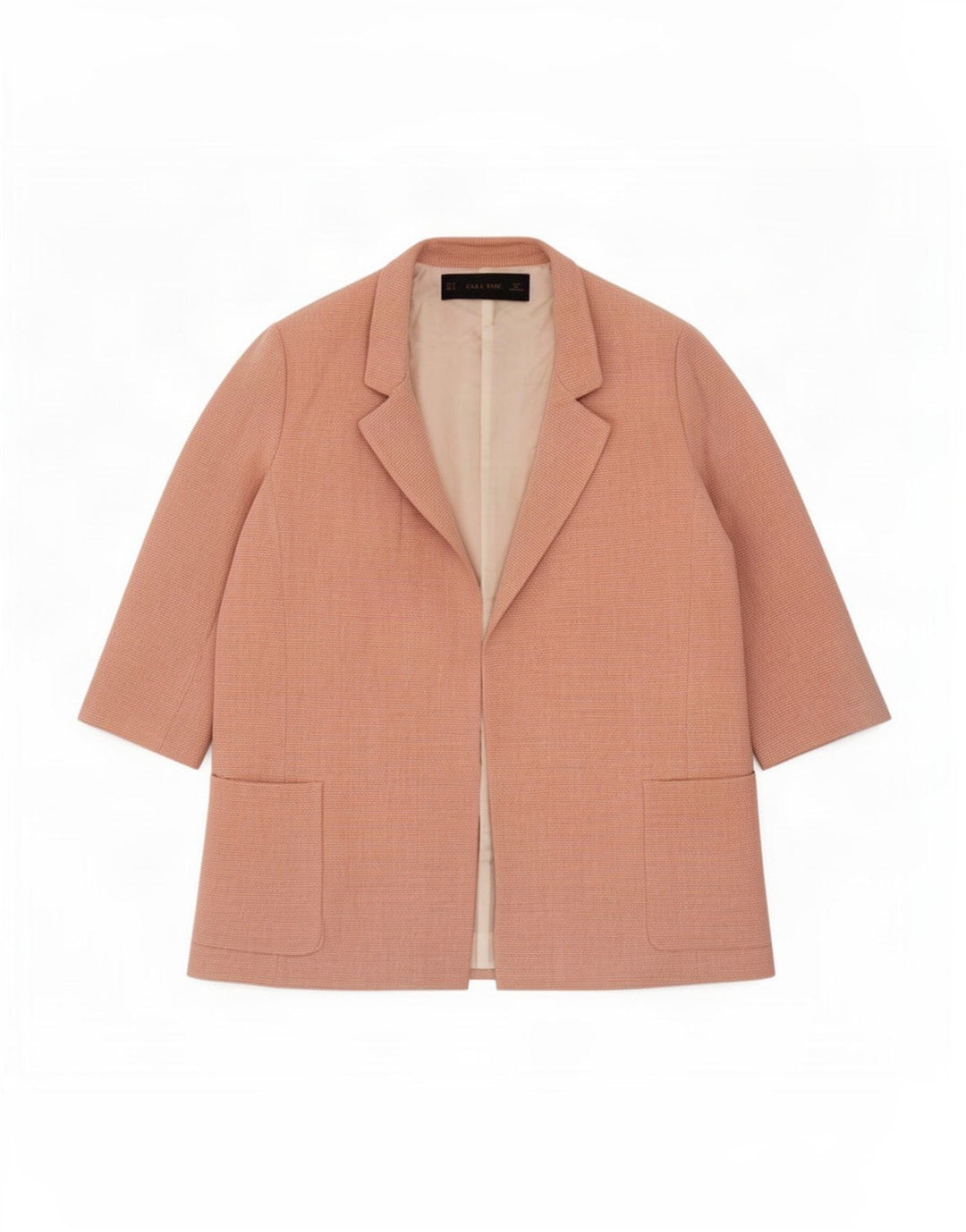 Женский пиджак с открытыми рукавами 3/4 Zara UK 14, вискоза среднего розового цвета