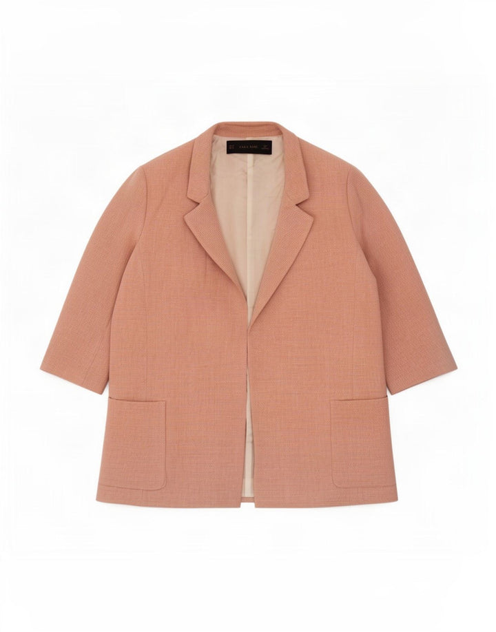 Женский пиджак с открытыми рукавами 3/4 Zara UK 14, вискоза среднего розового цвета