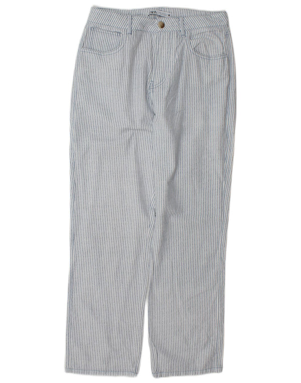 Женские прямые повседневные брюки Zara EU 38, маленькие W28 L28, синие в тонкую полоску
