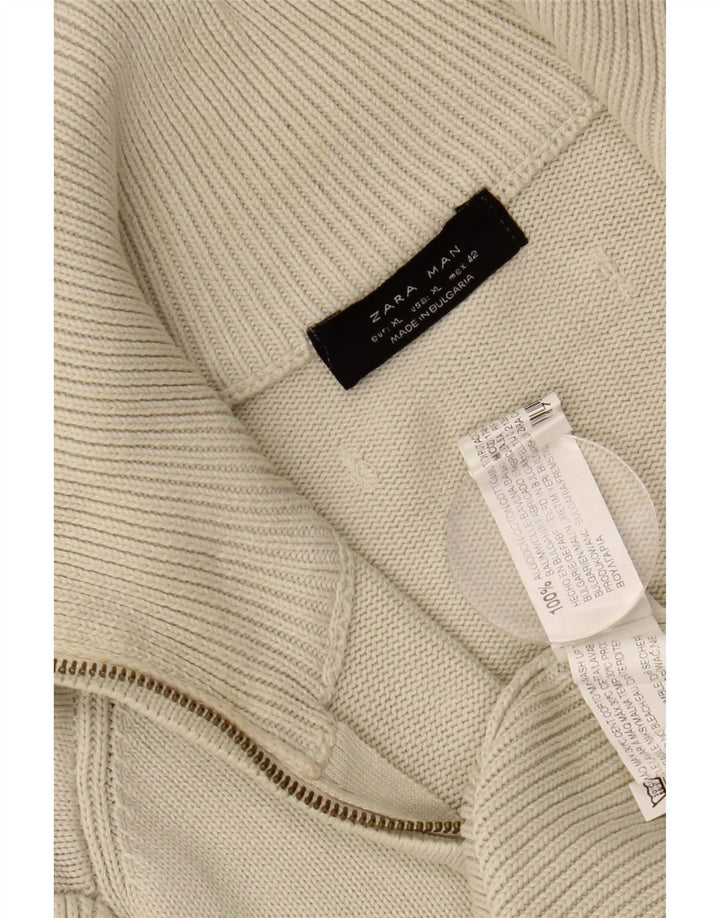 Мужской кардиган Zara XL из хлопка белого цвета