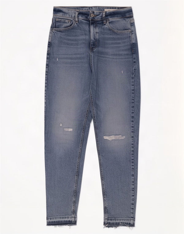 Женские зауженные джинсы для мам Marks & Spencer UK 12, средние W32 L28, синие