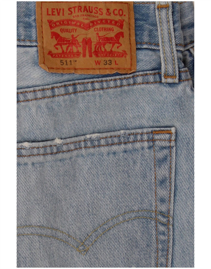 Мужские джинсовые шорты Levi's 511 Slim Fit с потертостями W33, средний синий хлопок