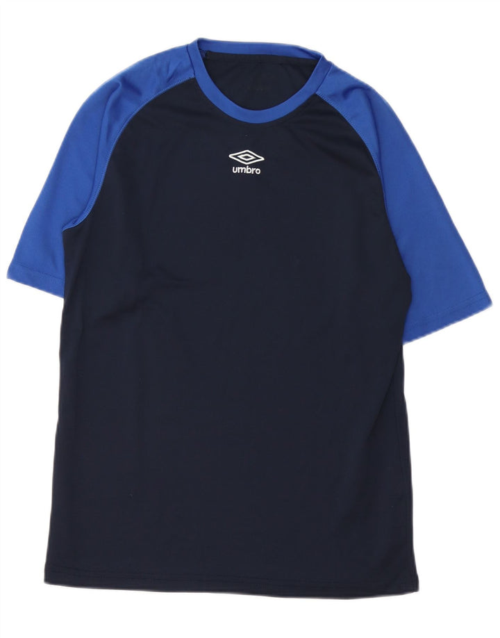 Мужская футболка Umbro, маленькая, темно-синяя, полиэстер с цветными блоками