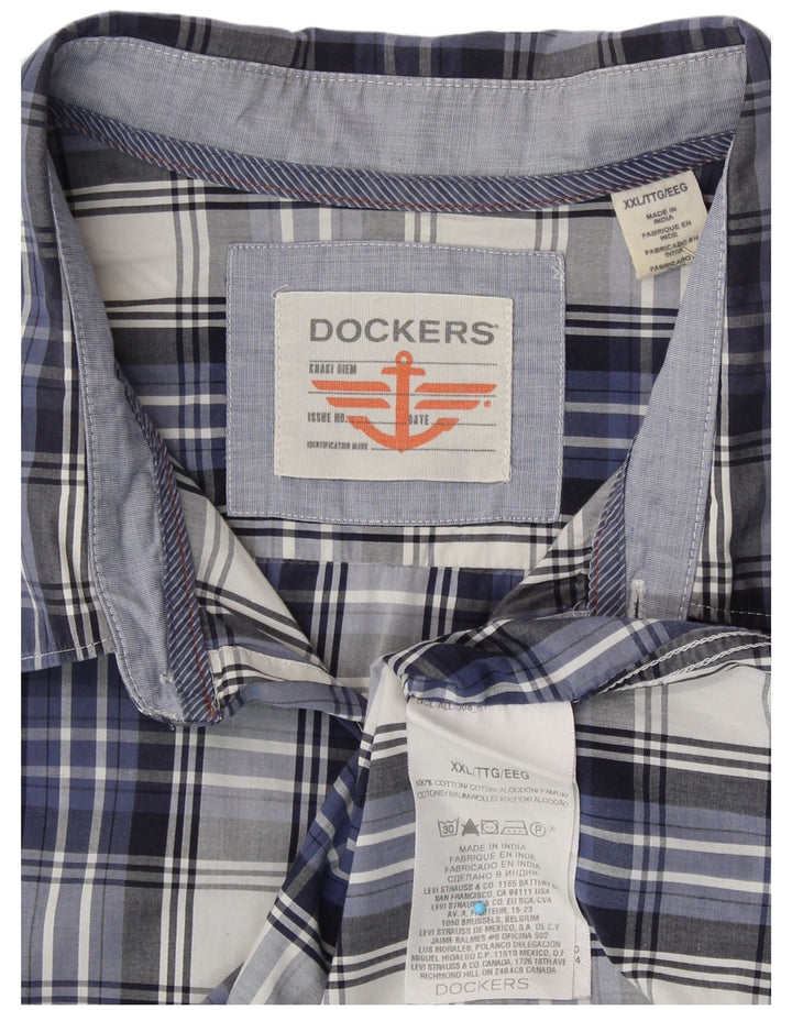 Мужская рубашка DOCKERS 2XL, темно-синяя клетка, хлопок