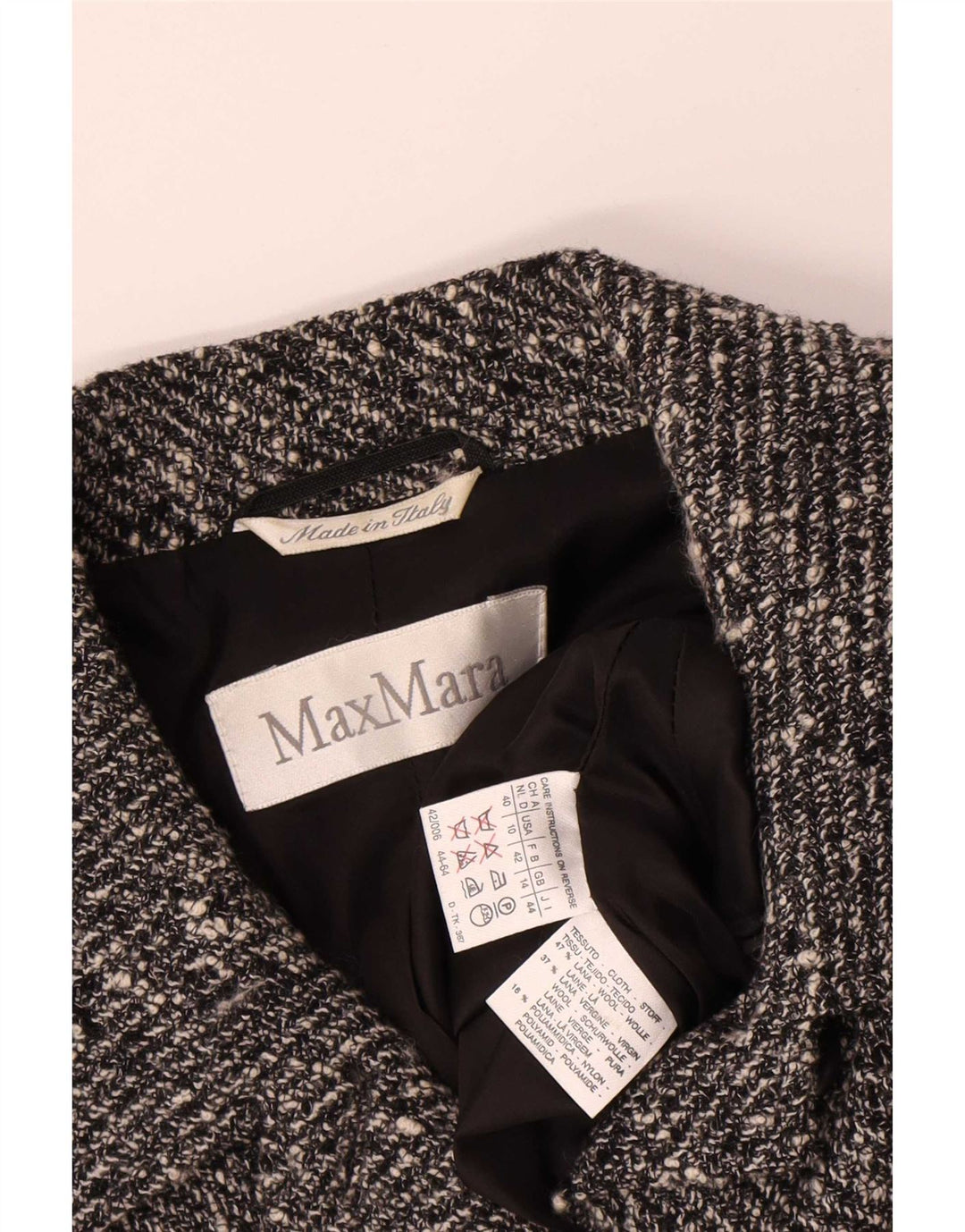 Женский укороченный пиджак на 4 пуговицах Max Mara, Великобритания 14, средний серый шерстяной в крапинку