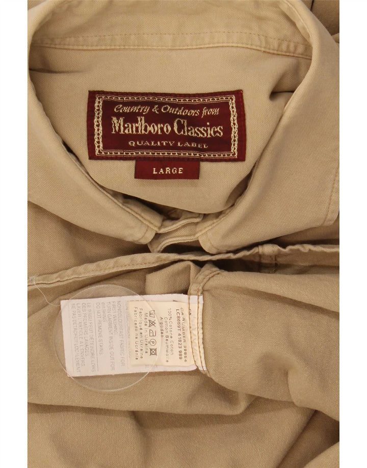 Мужская рубашка Marlboro Classics, большая, бежевая, хлопковая