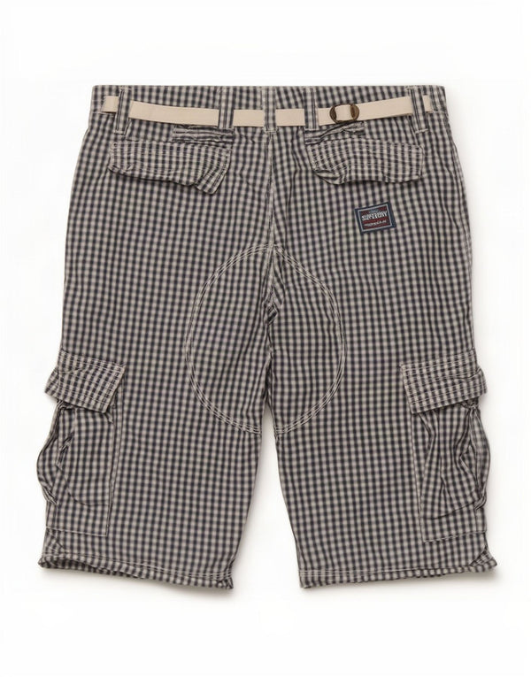 Мужские шорты-карго Superdry Medium W32 Темно-синие в мелкую клетку, хлопок
