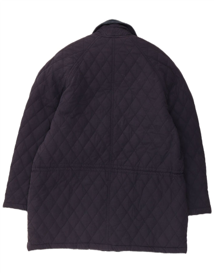 Винтажная мужская стеганая куртка UK 42 XL темно-синего цвета из полиэстера