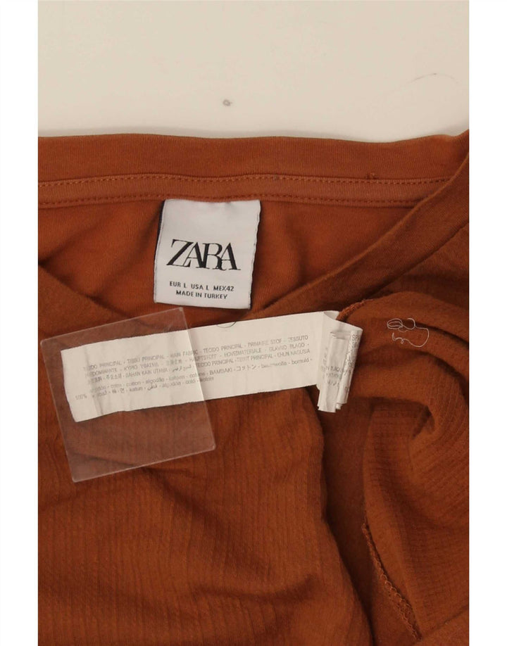 Мужская футболка Zara, большой коричневый хлопок