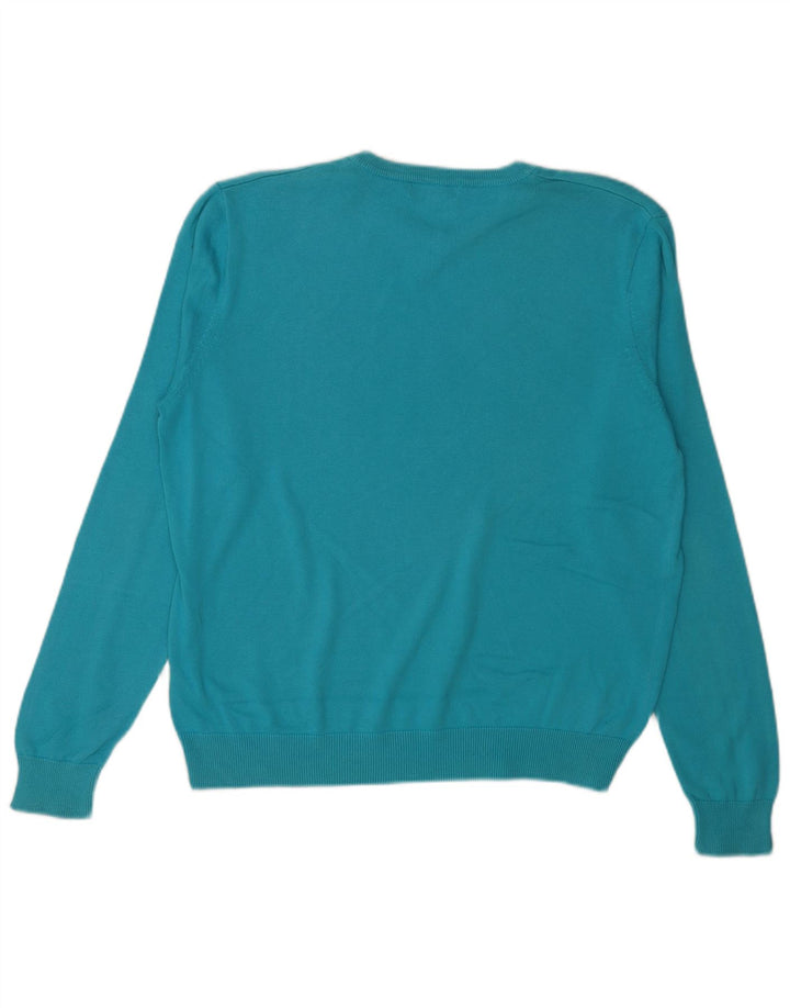 Мужской джемпер с v-образным вырезом Lyle & Scott XL, синий хлопок