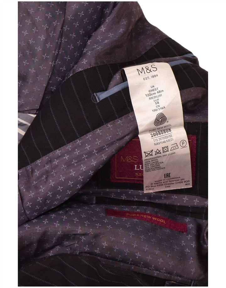 Мужской пиджак на двух пуговицах Marks & Spencer UK 48 4XL темно-синий в тонкую полоску
