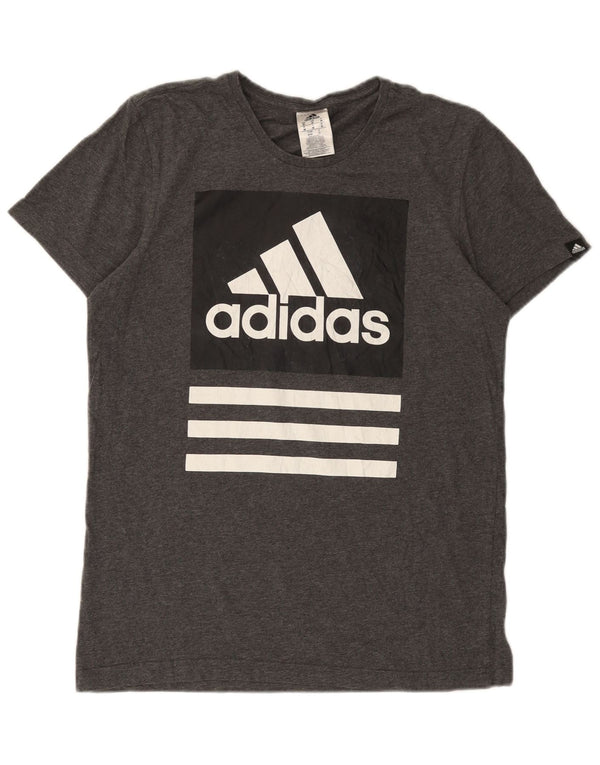 Adidas Мужская футболка с рисунком Верх среднего серого цвета из хлопка