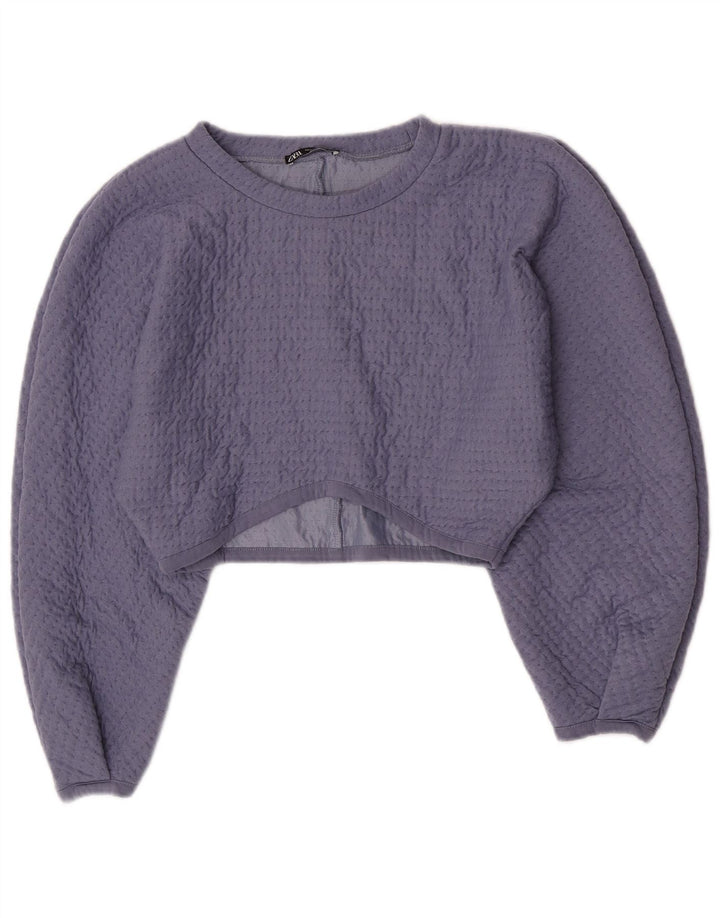 Женская укороченная блузка Zara UK 14, большая фиолетовая