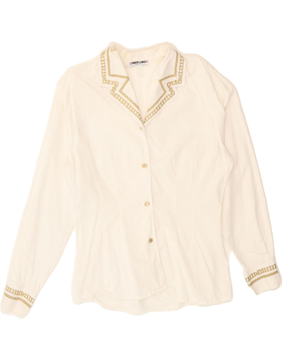 ENARA CAMICE Womens Shirt Blouse UK 14 Large White Vintage Enara Camice and Second-Hand Enara Camice from Messina Hembry 