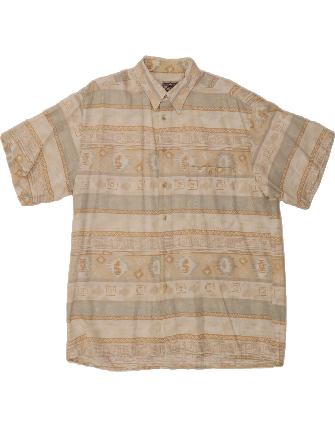 RUDNICK Mens Short Sleeve Shirt Large Beige Striped Vintage Rudnick and Second-Hand Rudnick from Messina Hembry 
