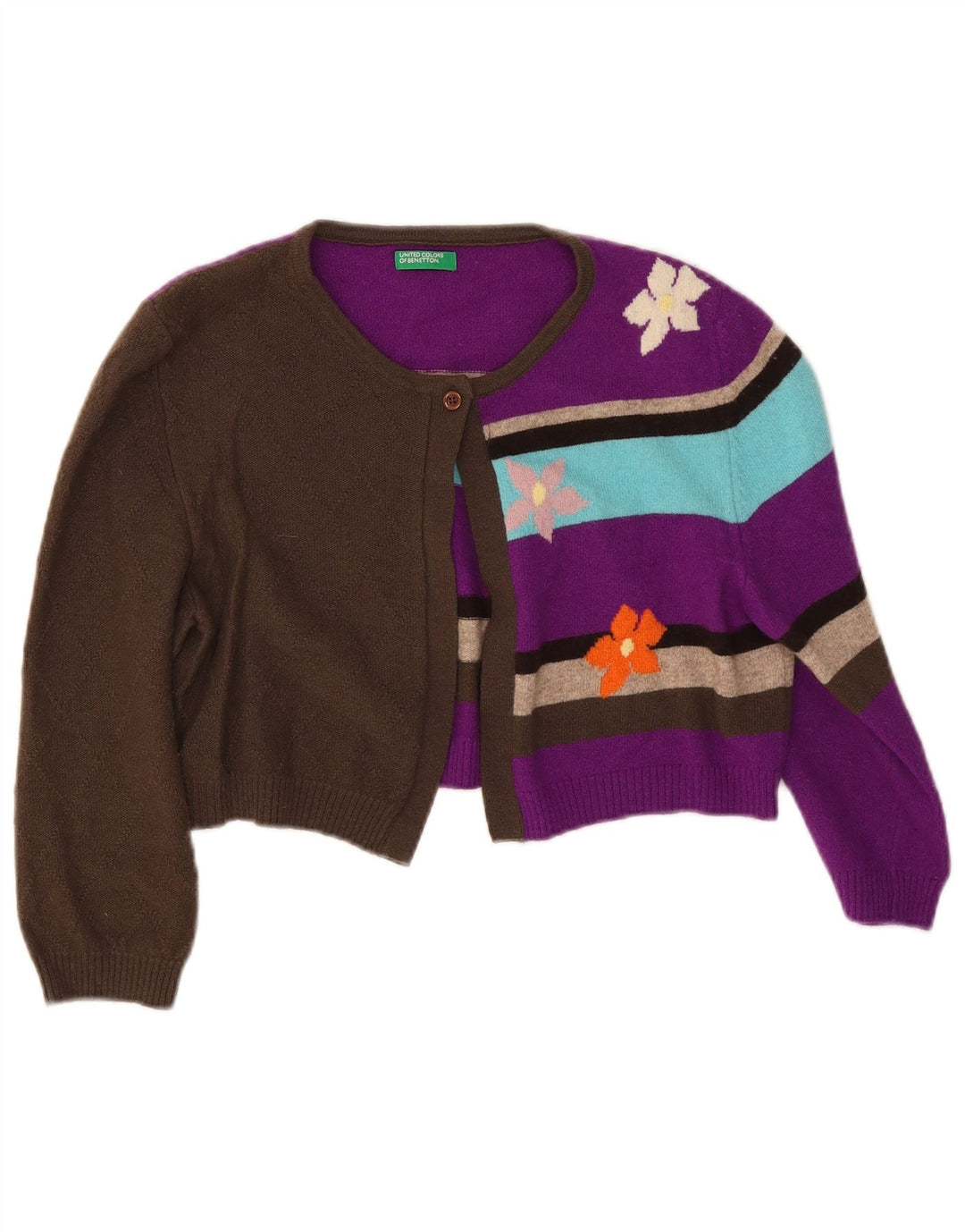 Женский кардиган с рукавом 3/4 Benetton UK 12, средний разноцветный