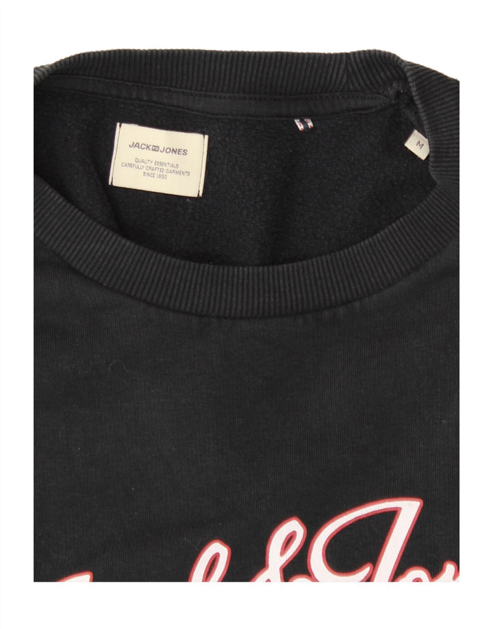 JACK & JONES Mens Graphic Sweatshirt Jumper Medium Black