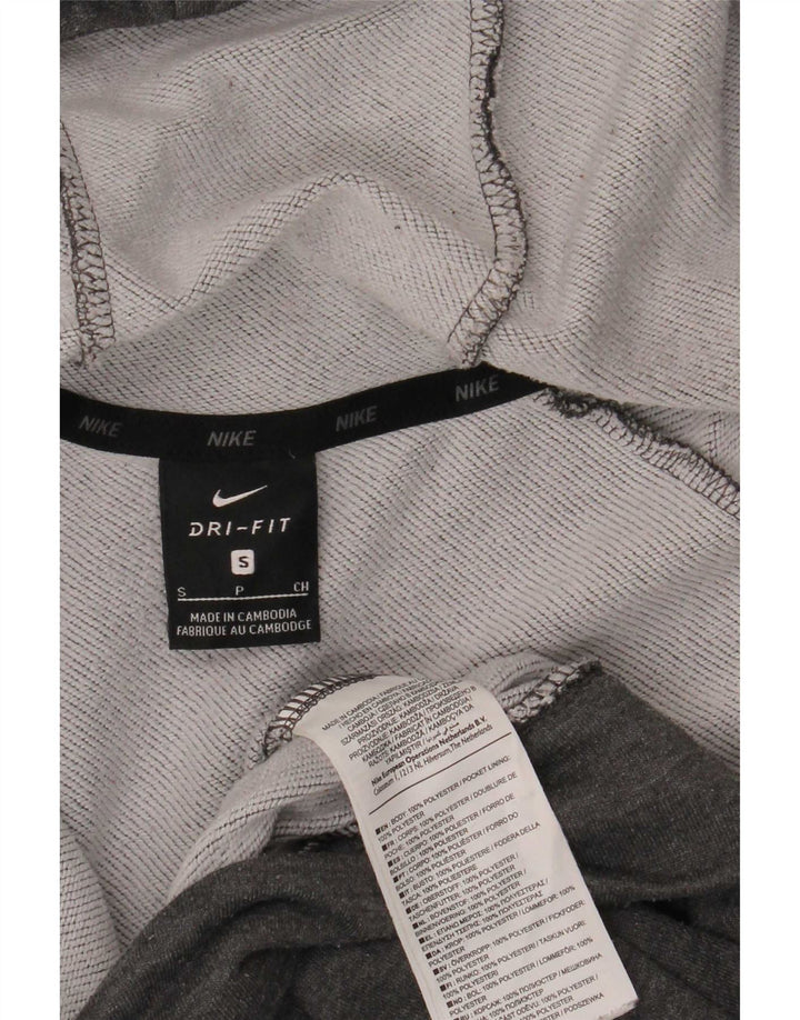 Мужской свитер с капюшоном на молнии Nike Dri Fit, маленький серый полиэстер