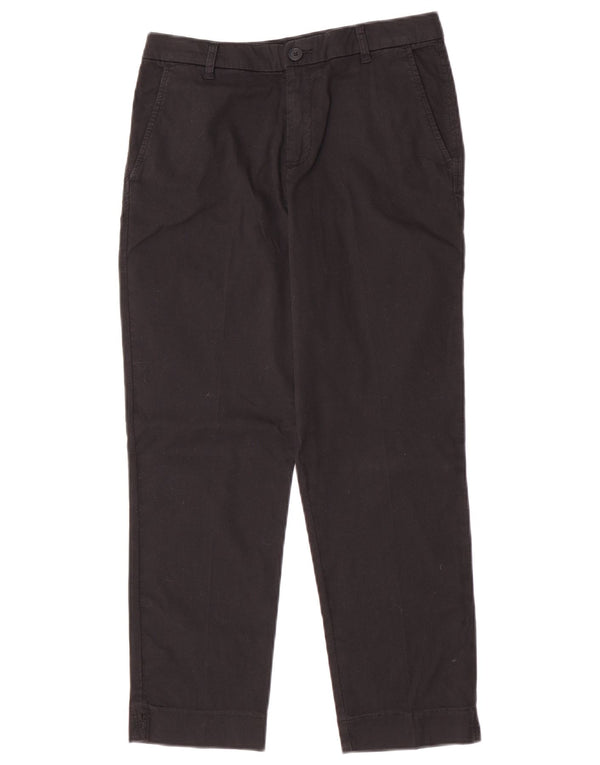 Женские прямые укороченные брюки Benetton UK 8, маленькие W27 L25, черные, хлопковые