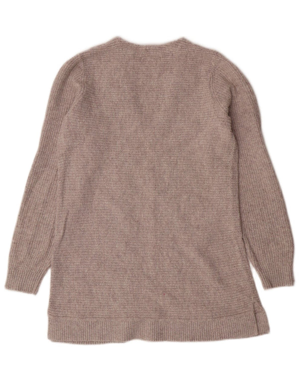 Женский длинный джемпер с V-образным вырезом FAT FACE, маленький серый хлопковый свитер, Великобритания 10