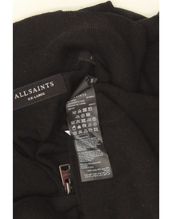 Мужской свитер All Saints с воротником на молнии 2XL, черный, шерсть