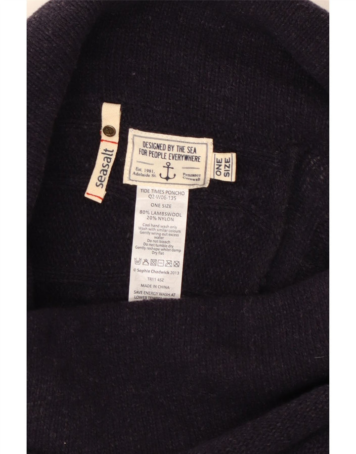 Женский укороченный джемпер-пончо SEASALT, один размер, темно-синий, шерсть