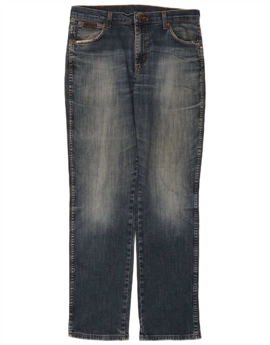 Мужские прямые джинсы WRANGLER техасский стрейч W34 L32, синий хлопок