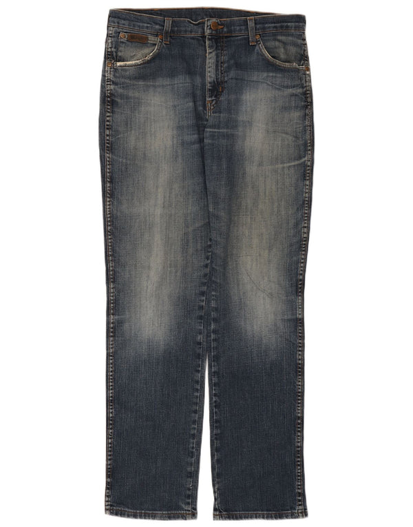 Мужские прямые джинсы WRANGLER техасский стрейч W34 L32, синий хлопок