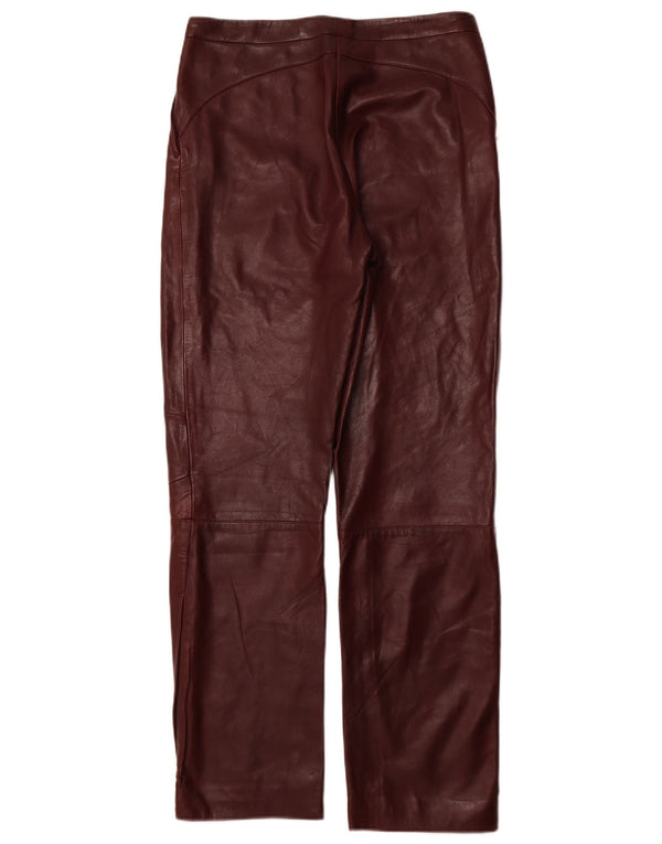ESCADA Womens Straight Trousers EU 38 Medium W32 L31 Maroon Leather