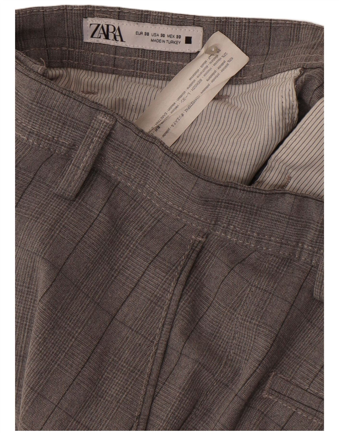 Мужские узкие брюки-чиносы Zara EU 38 Small W30 L28 Серый полиэстер в клетку