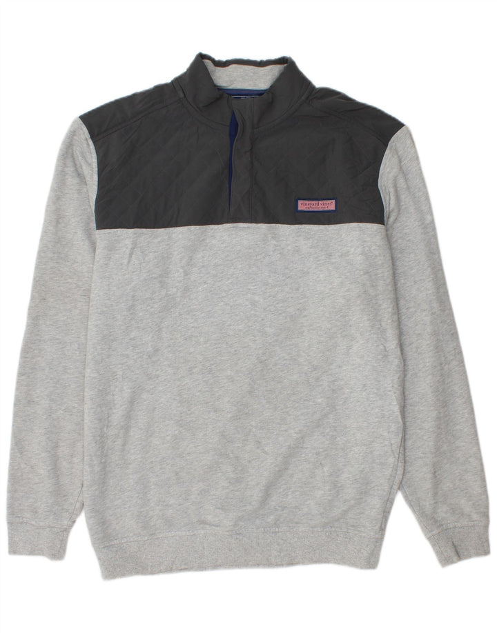 VINEYARD VINES Мужской свитшот свободного кроя, джемпер среднего серого цвета с цветными блоками