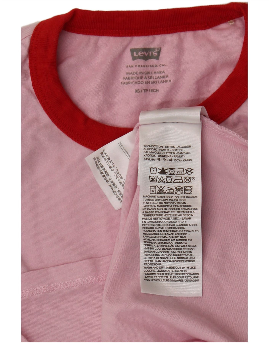 Женская футболка оверсайз с рисунком LEVI'S Top UK 6 XS, розовый хлопок