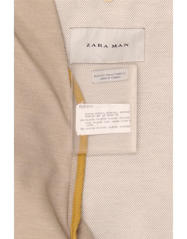 Мужской пиджак ZARA на 2 пуговицах EU 52, большой серый полиэстер