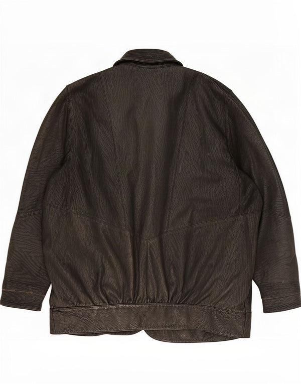 Винтажная женская кожаная куртка UK 18 XL, черная