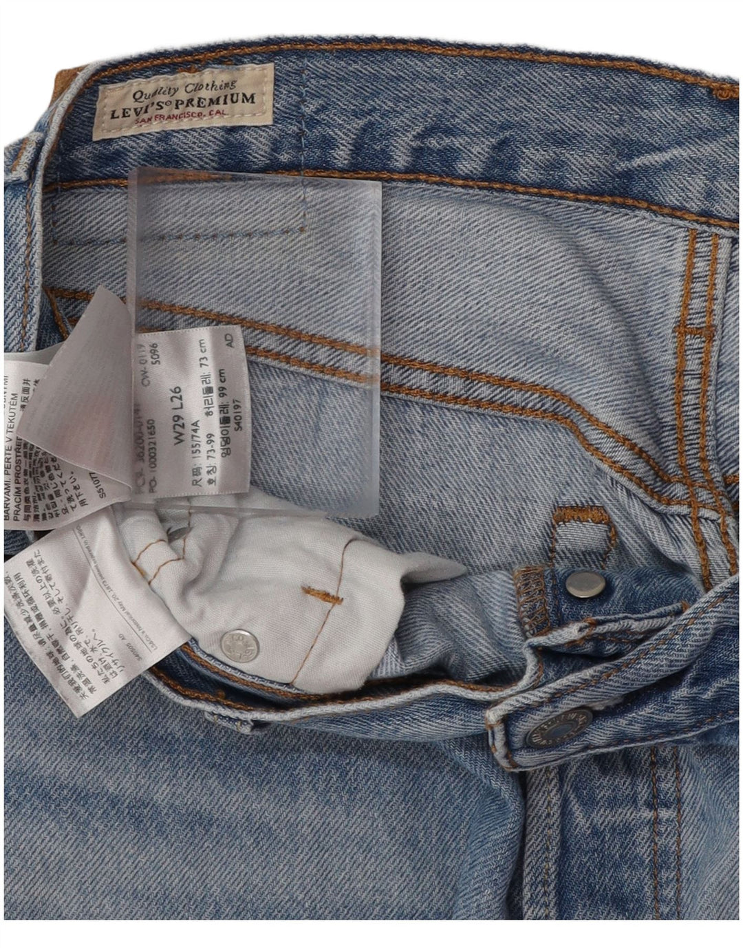 Женские прямые джинсы LEVI'S 501 W29 L26 синие, хлопок