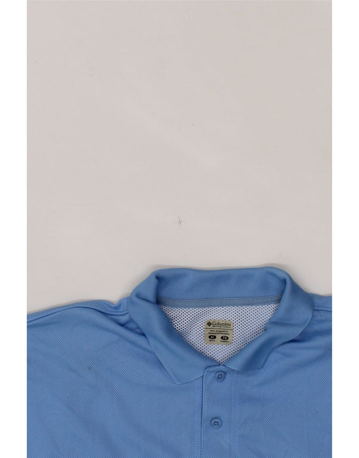 COLUMBIA Mens Big & Tall Polo Shirt XL Blue Polyester Vintage Columbia and Second-Hand Columbia from Messina Hembry 