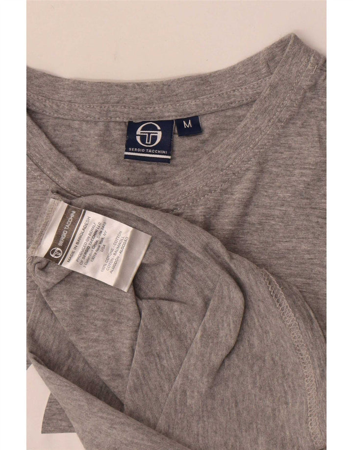 Мужская футболка с рисунком Sergio Tacchini, хлопковый топ среднего серого цвета с крапинками