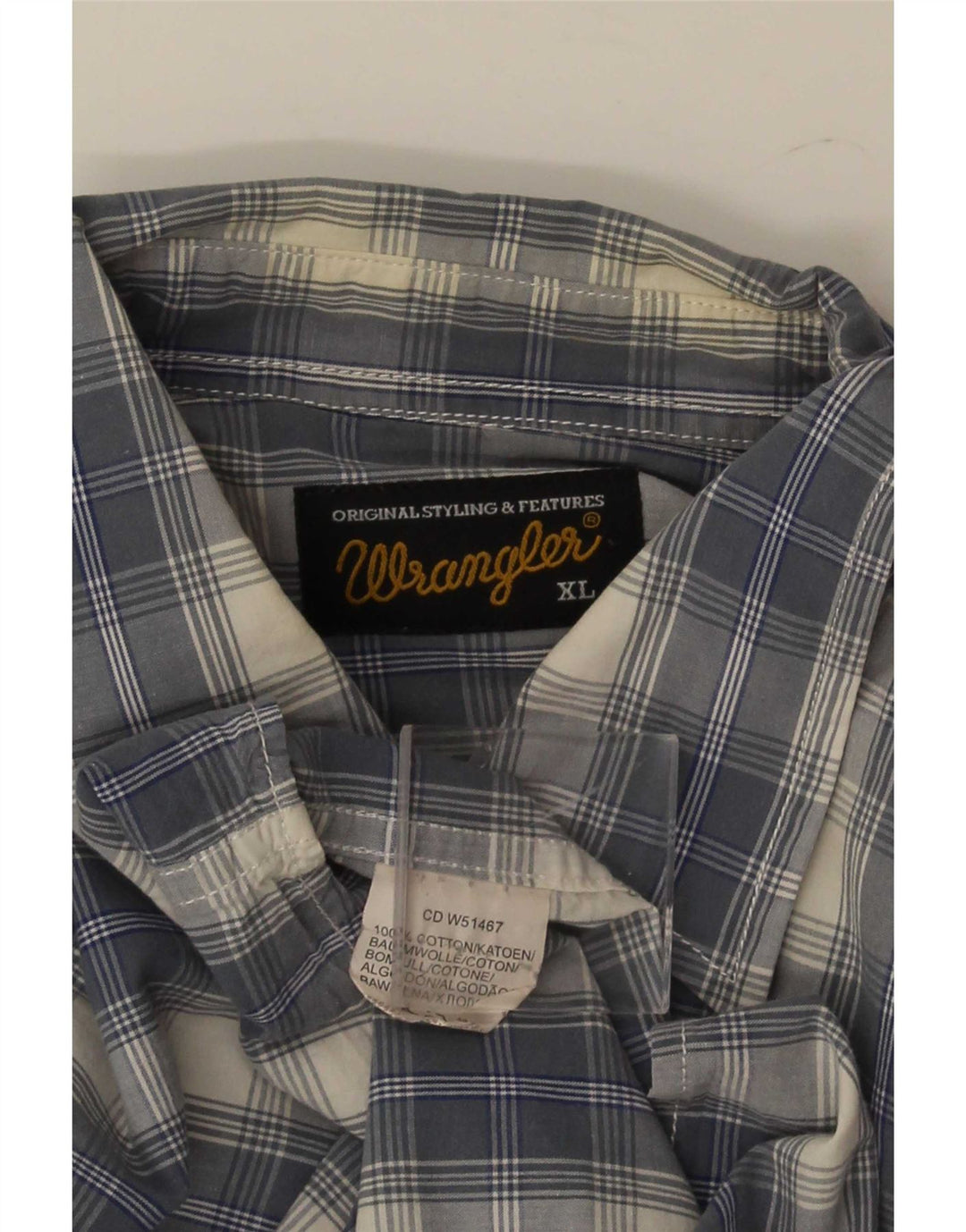 Мужская рубашка Wrangler XL, синяя клетка, хлопок