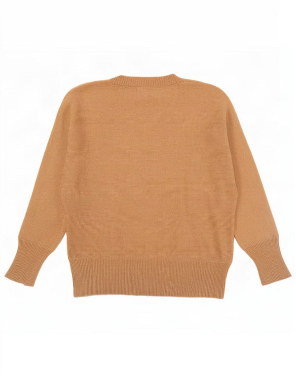 Женский джемпер с v-образным вырезом Massimo Dutti UK 14, средний бежевый, шерсть