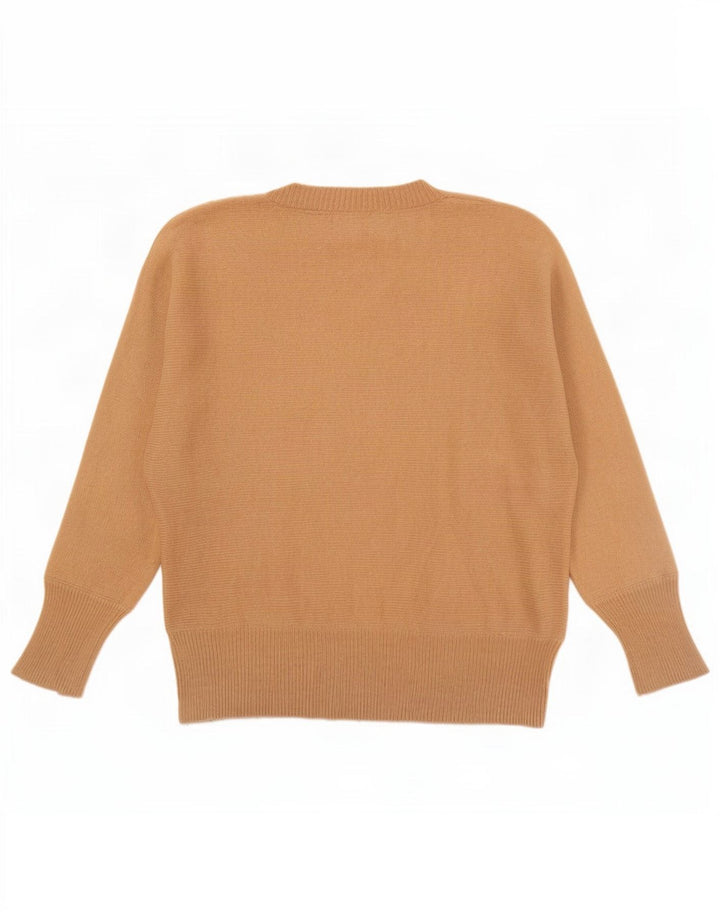 Женский джемпер с v-образным вырезом Massimo Dutti UK 14, средний бежевый, шерсть