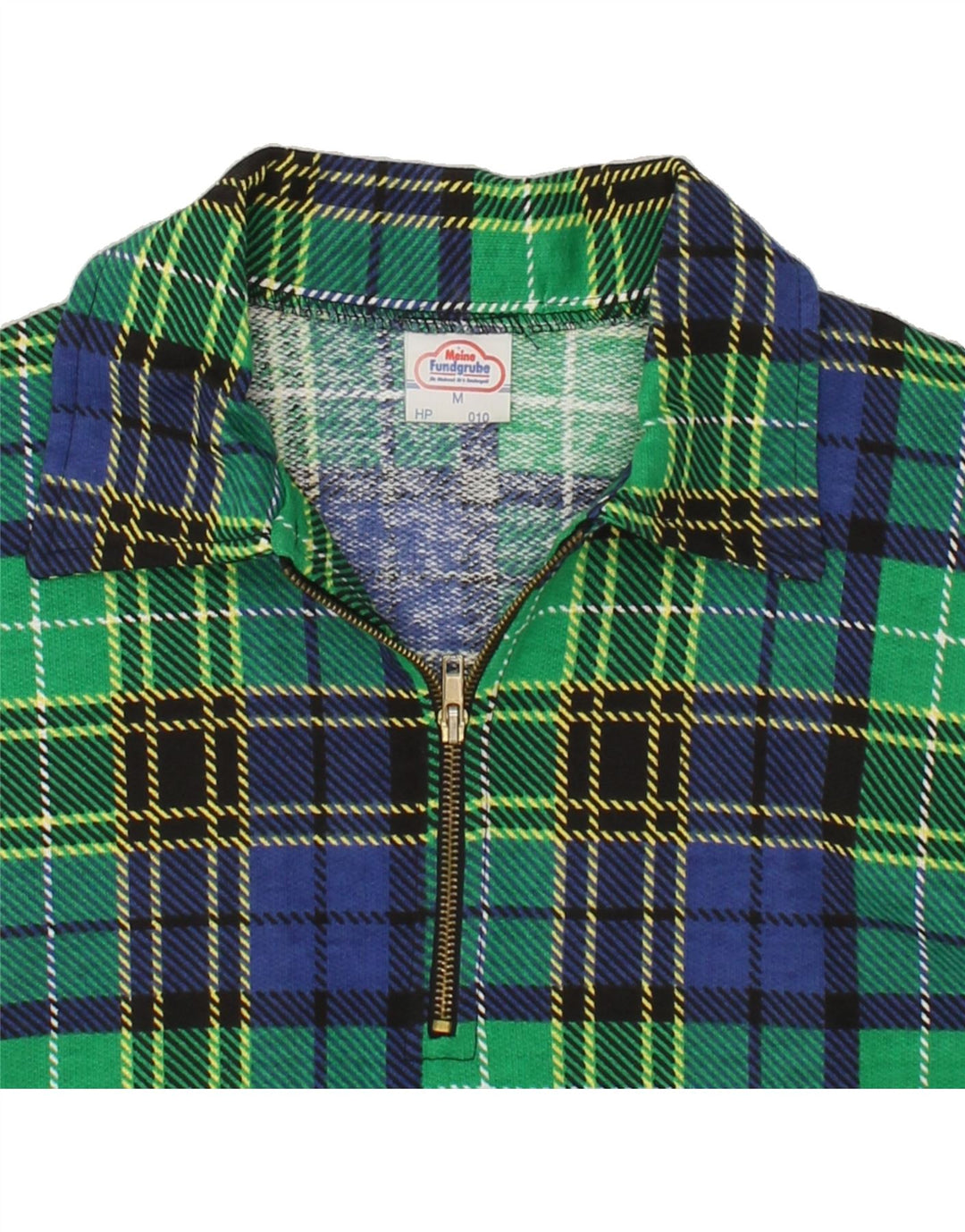 VINTAGE Mens Long Sleeve Polo Shirt Medium Green Check Cotton Vintage Vintage and Second-Hand Vintage from Messina Hembry 