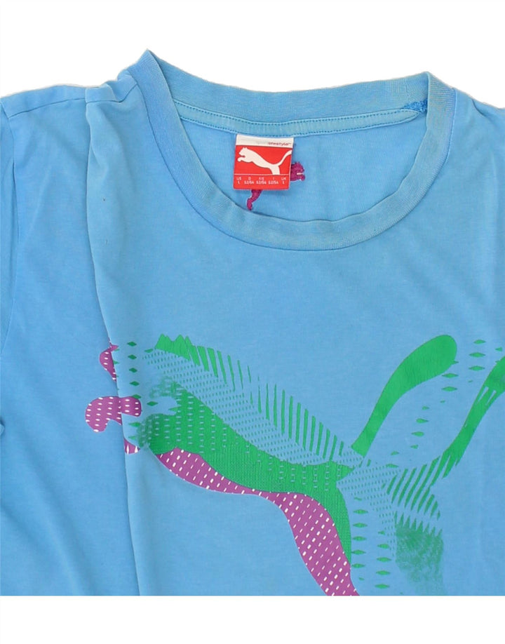 PUMA Mens Graphic T-Shirt Top Large Blue Vintage Puma and Second-Hand Puma from Messina Hembry 