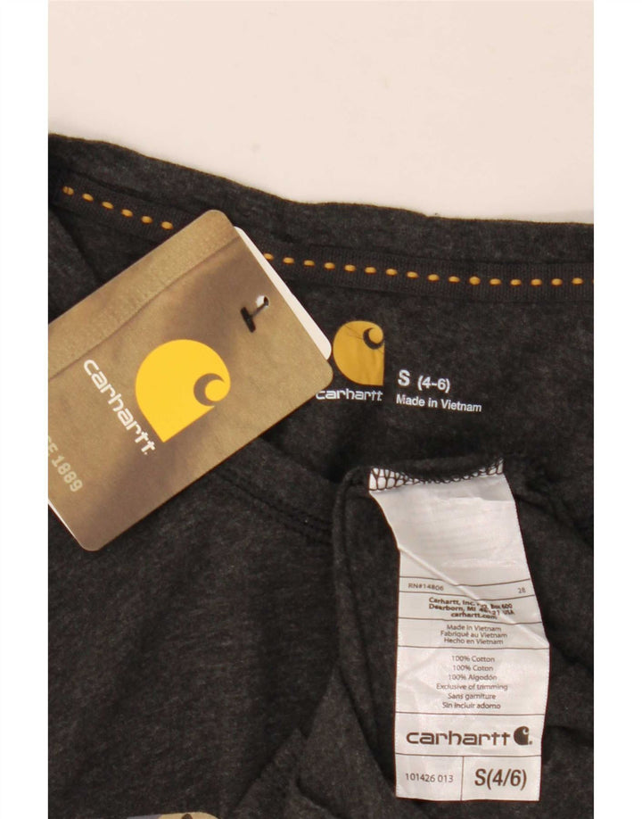 Женский топ Carhartt с длинным рукавом и рисунком, размер США 4/6, маленький серый хлопок